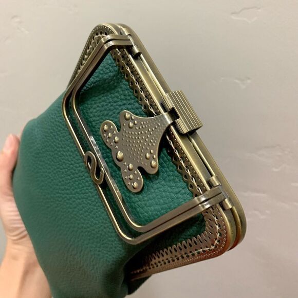 Handsewn Genuine Pebble Leather Push Lock Purse/Clip Pouch/Phone Case/Crossbody - Picture 8 of 14